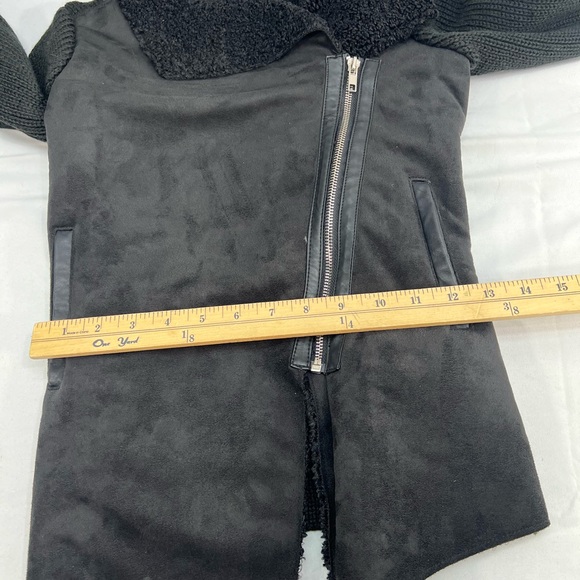 BLANKNYC Fitted Side Zip Faux Fur Collar Suede Leather Moto Sweater Jacket - Picture 13 of 13